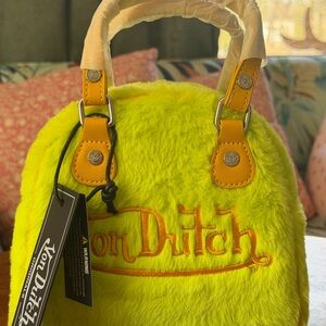 Von Dutch Neon Lime Faux Fur Mini Top-Handle Bag